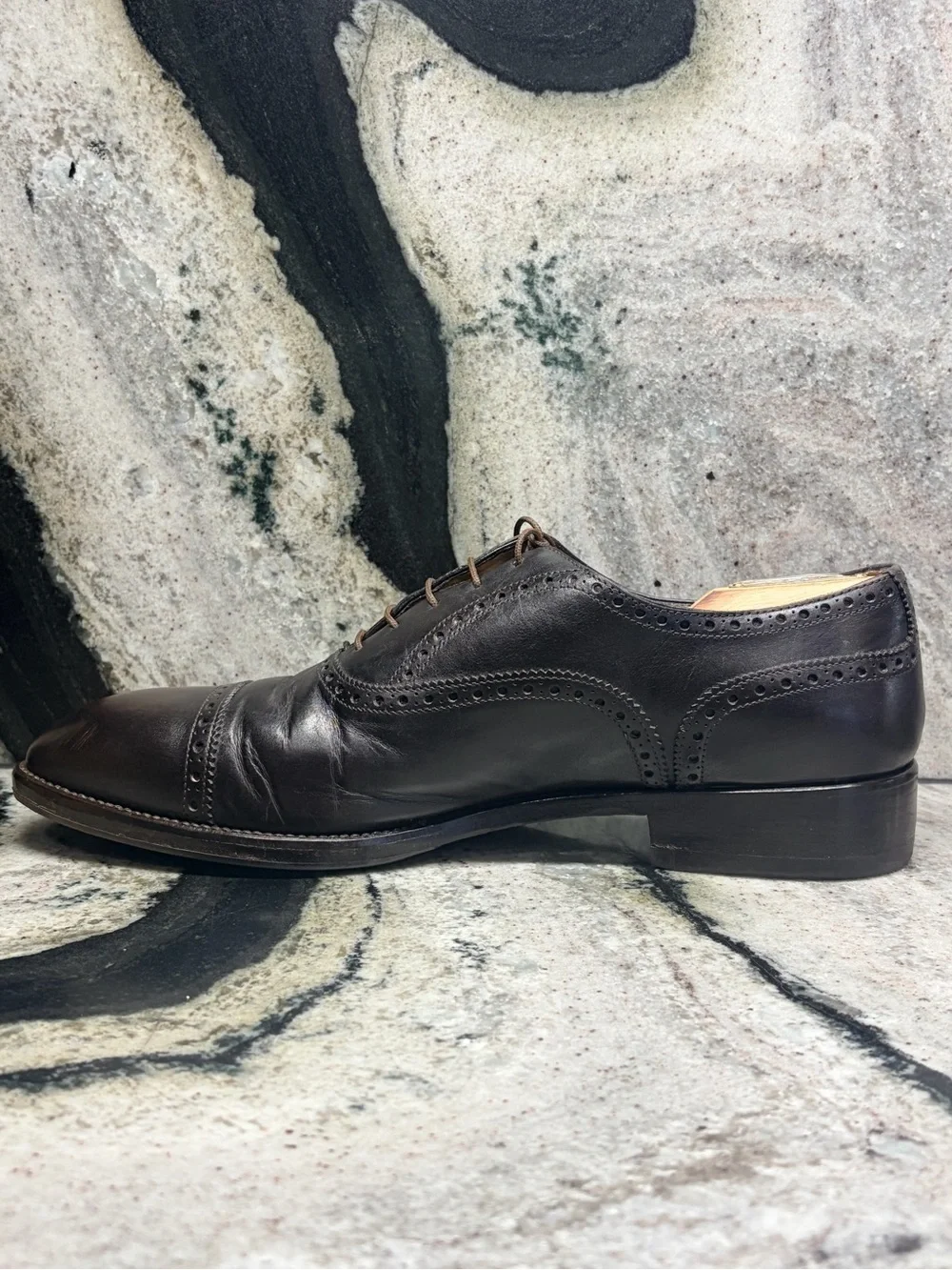 Paolo Scafora Napoli Men’s 10 Brown Leather Brogue Oxford Shoes Italy UK 9